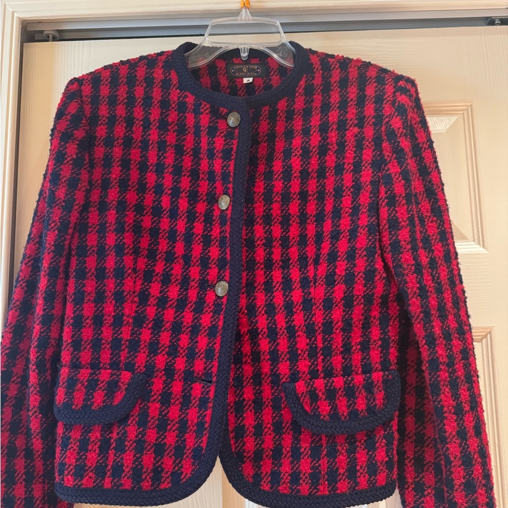 Charter Club Red and Black Plaid Blazer